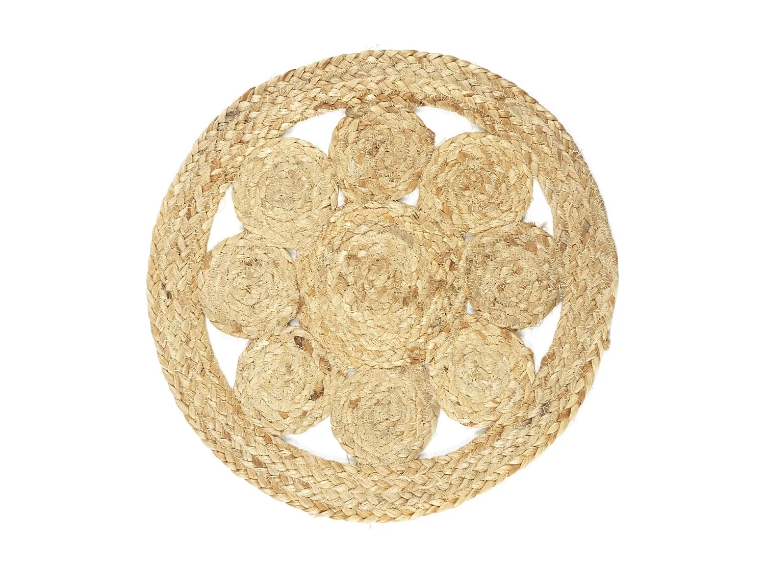 Set de Table Rond Déco "Jute Ajouré" 35cm Naturel