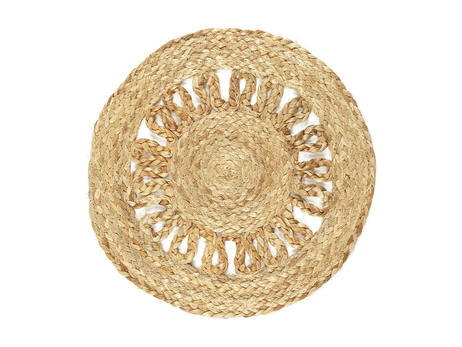 Set de Table Rond Déco "Jute Ajouré" 35cm Naturel