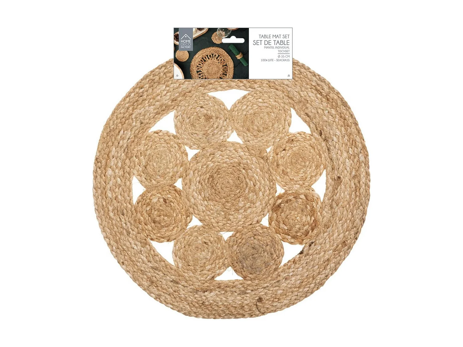 Set de Table Rond Déco "Jute Ajouré" 35cm Naturel