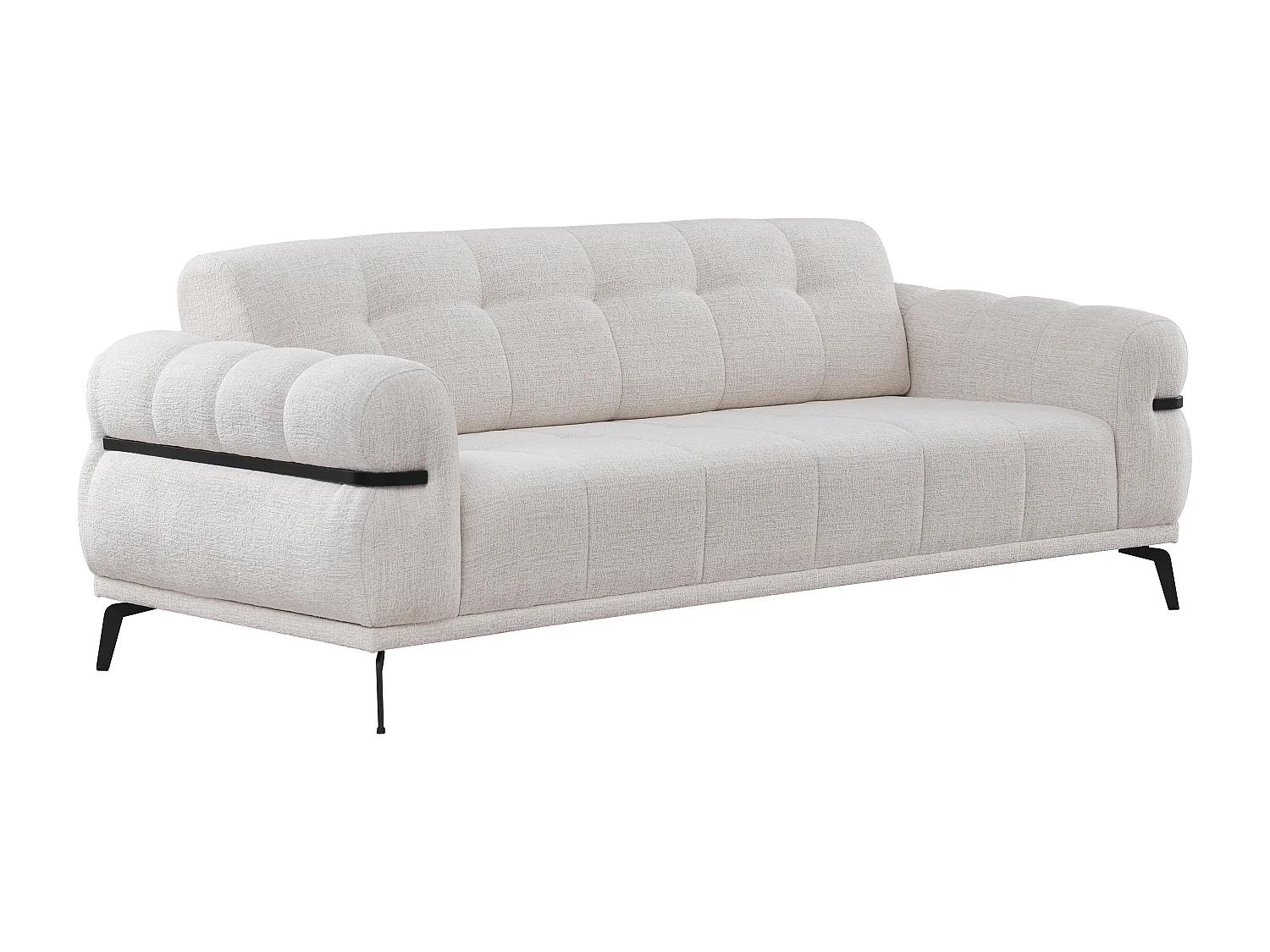 Driezitsbank van ivoorwitte stof met textuur BELDOJA