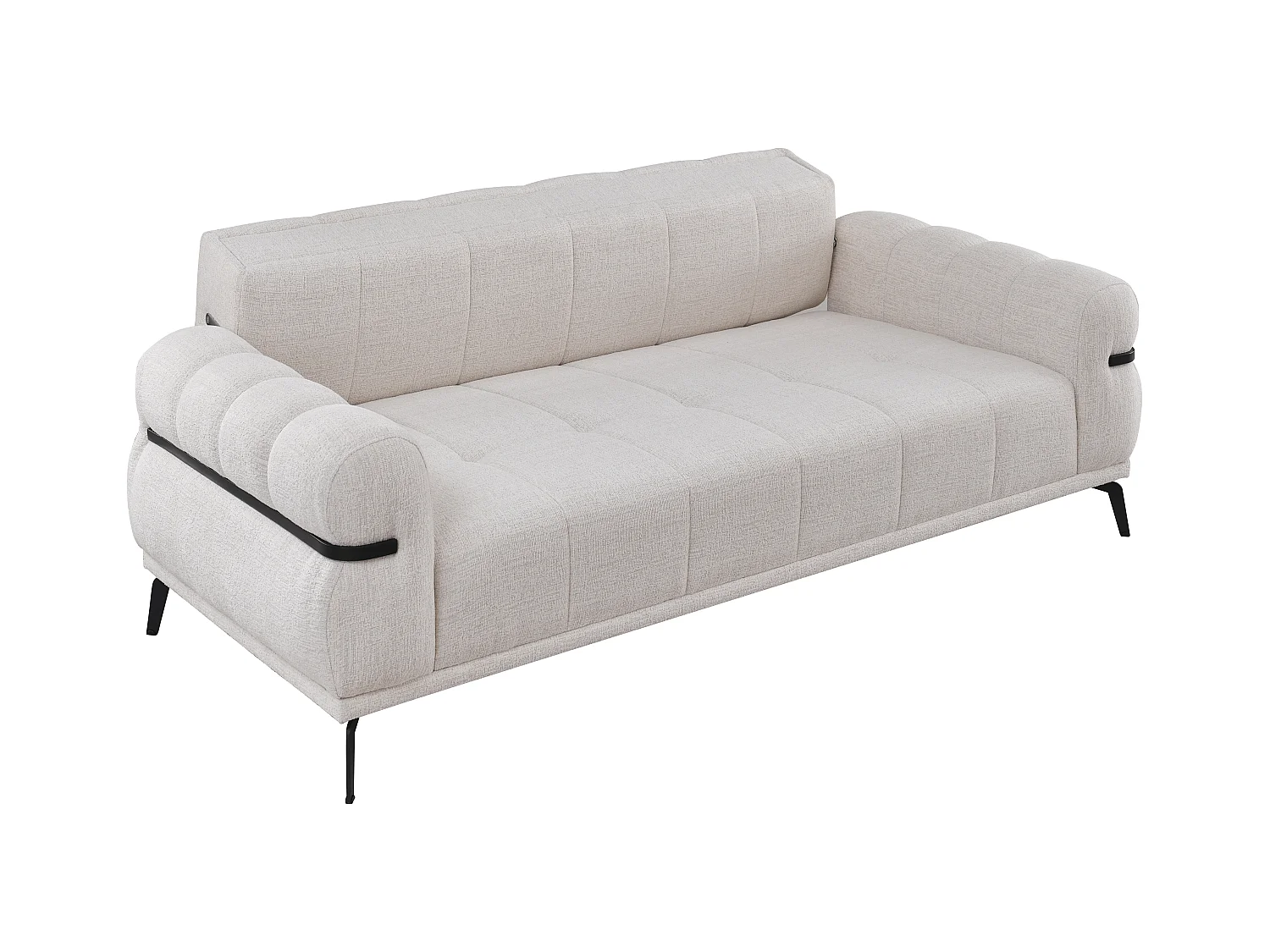 Driezitsbank van ivoorwitte stof met textuur BELDOJA