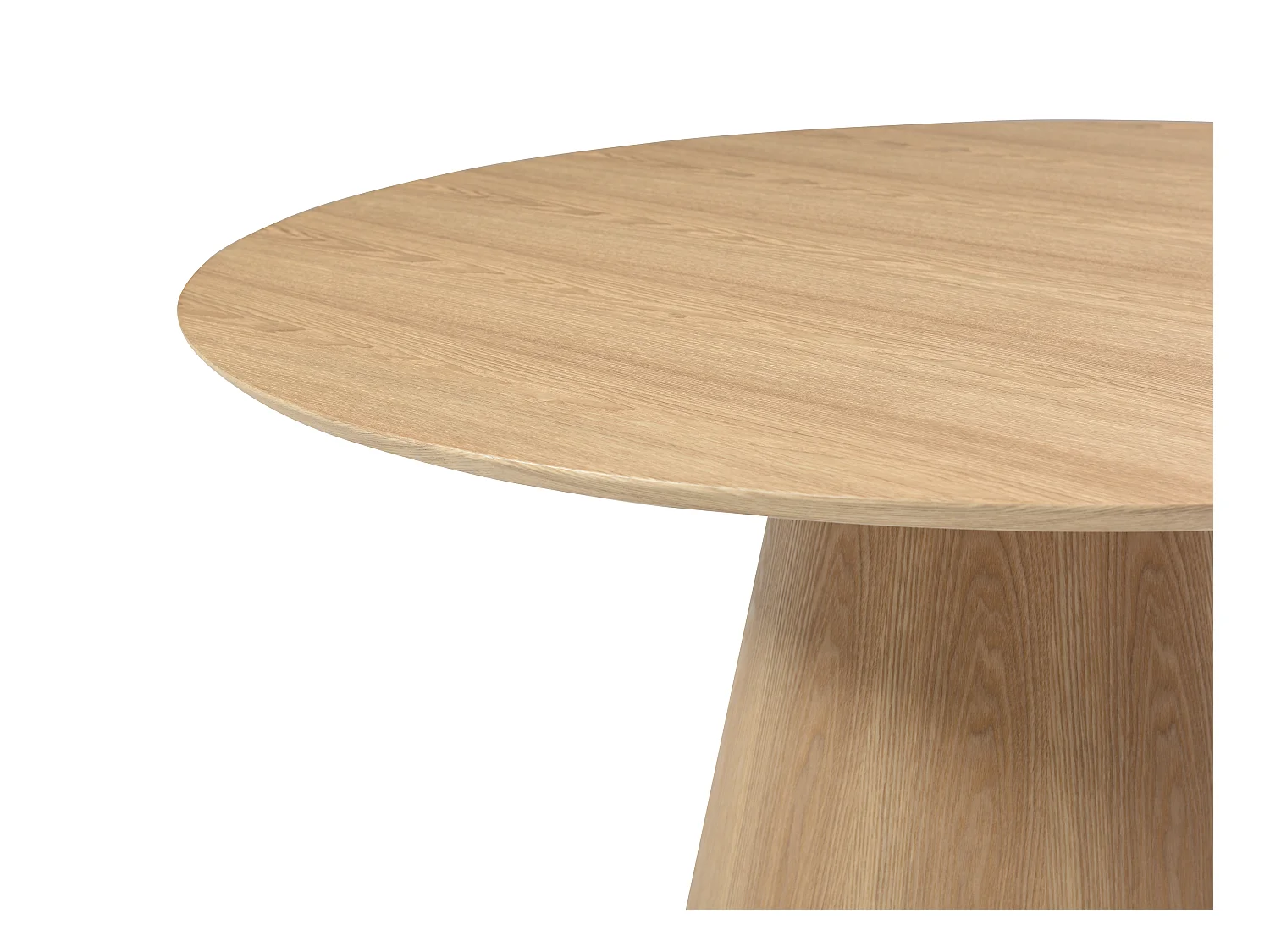 Table à manger ronde 4 personnes placage frêne - Naturel clair - ANTALIZA