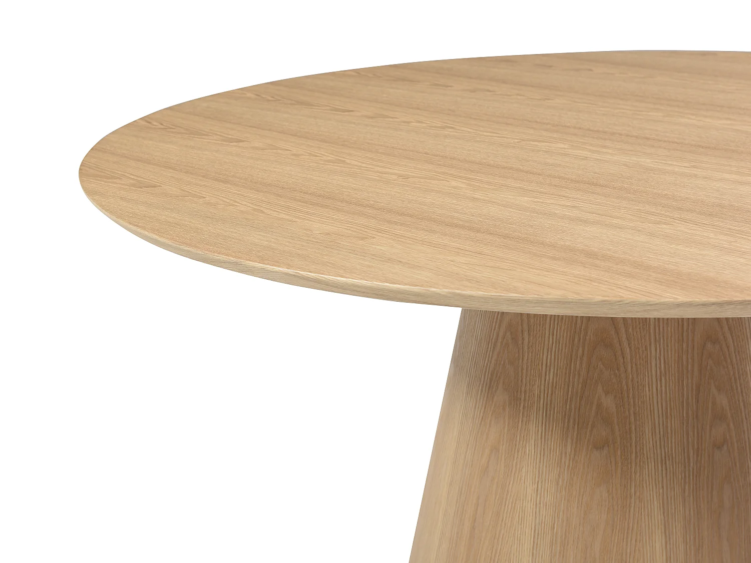 Table à manger ronde 4 personnes placage frêne - Naturel clair - ANTALIZA