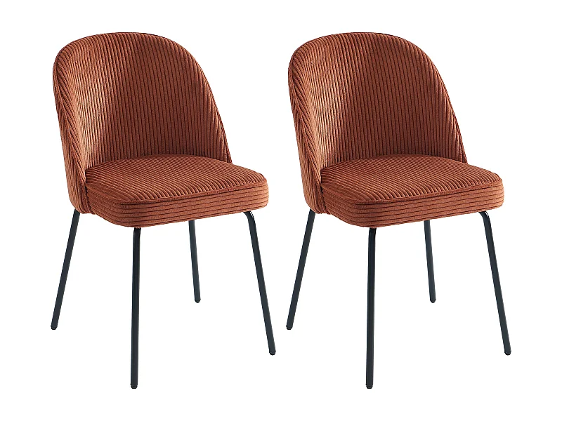 Zestaw 2 krzeseł ze sztruksu i czarnego metalu – Terakota – ALPALI