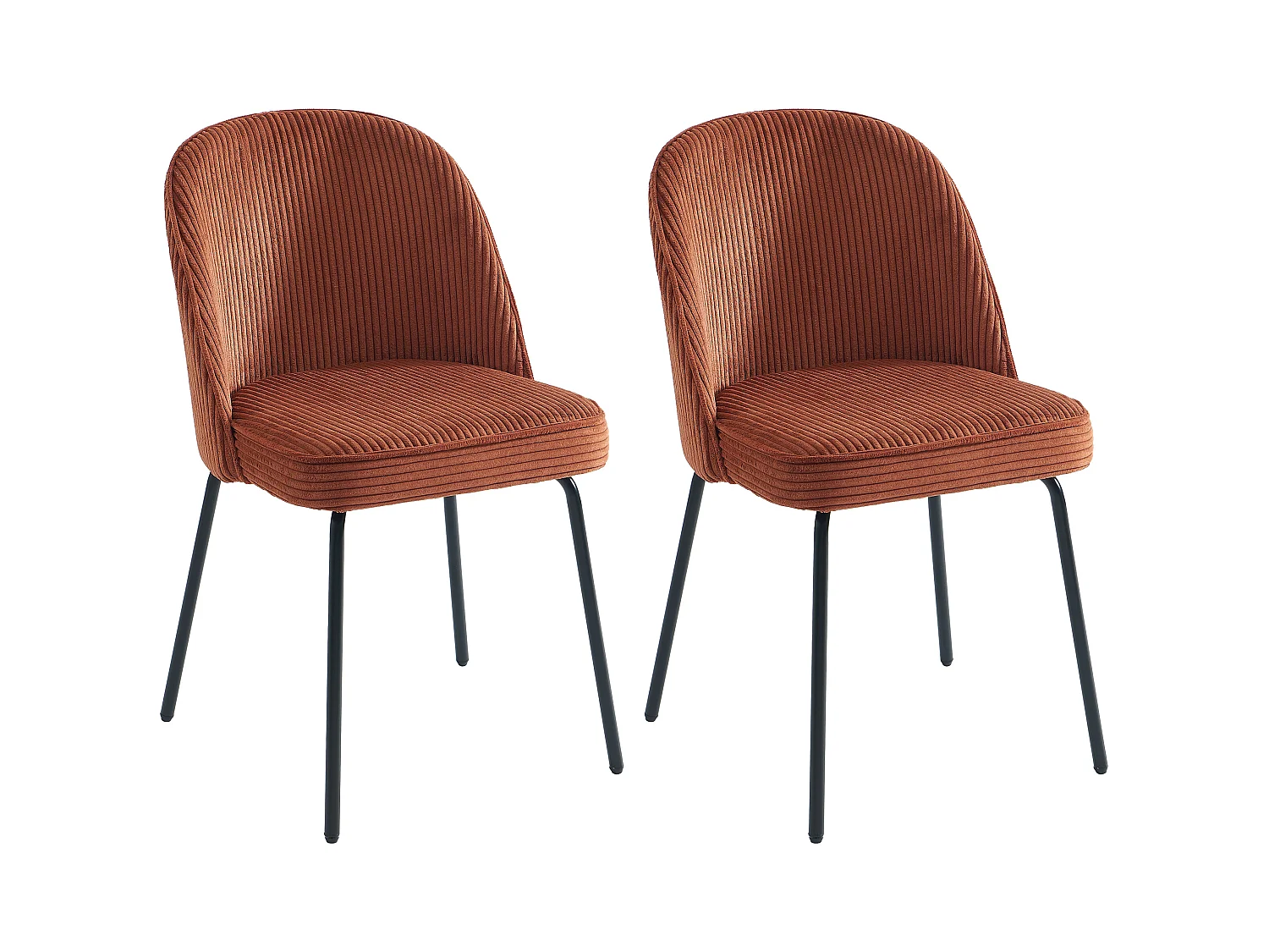 Sæt med 2 stole i fløjl og sort metal - Terracotta - ALPALI