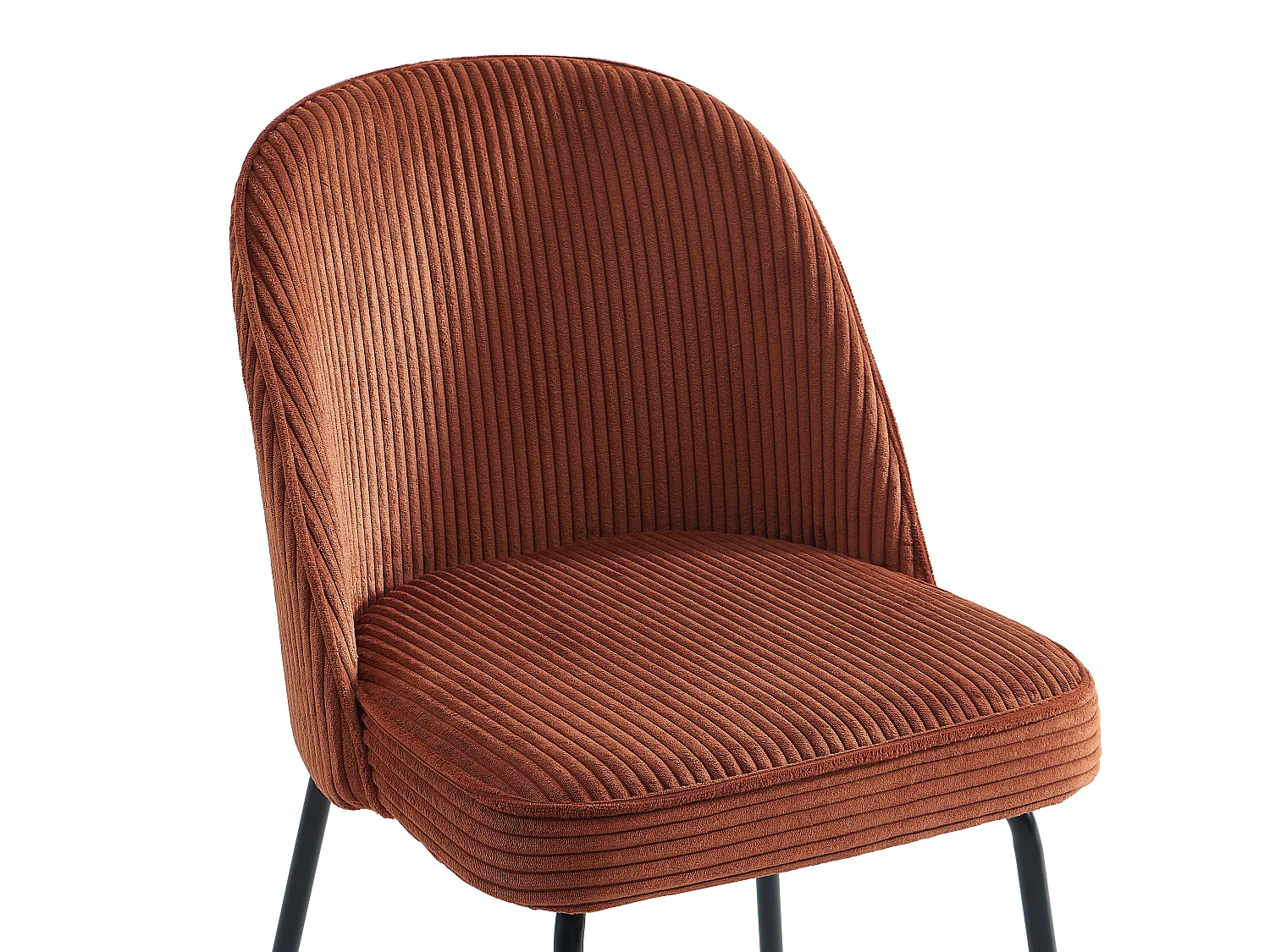 Lot de 2 chaises en velours côtelé et métal noir - Terracotta - ALPALI