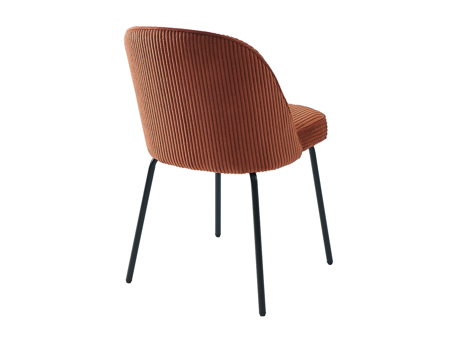 Lot de 2 chaises en velours côtelé et métal noir - Terracotta - ALPALI