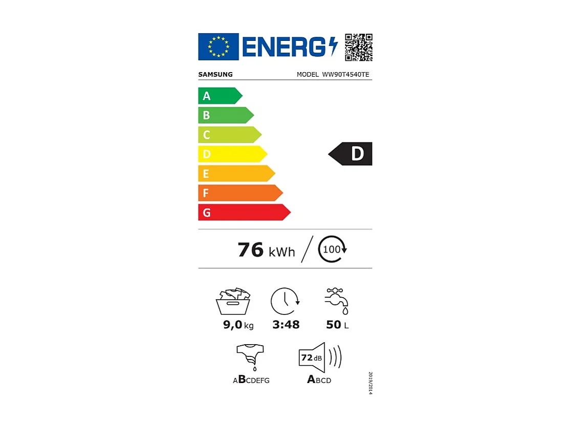 Samsung Lave-linge frontal 9kg 1400 tours/min - WW90T4540TE
