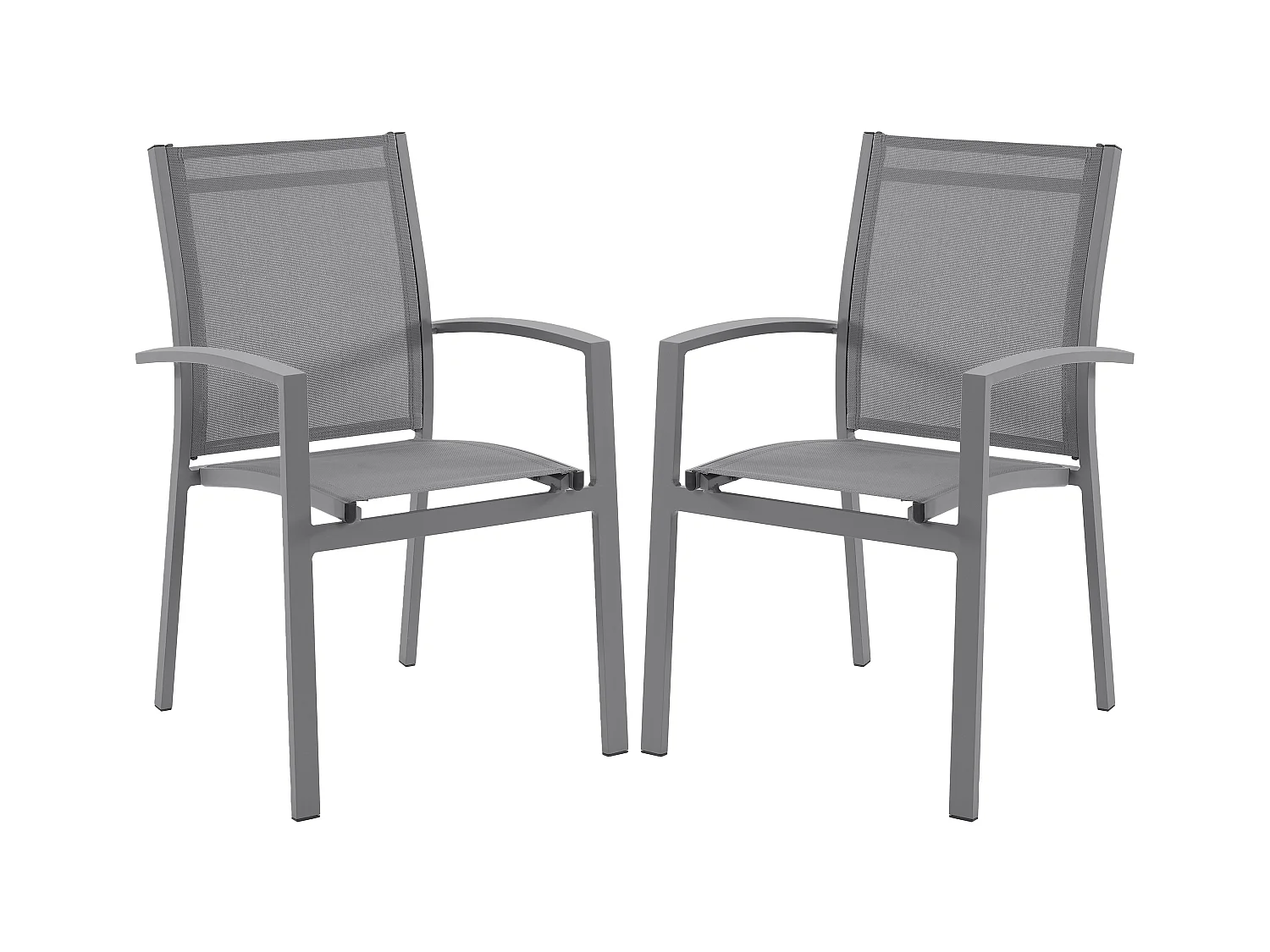 Lot de 2 fauteuils de jardin empilables en aluminium et textilène - Gris anthracite - TELTO de MYLIA