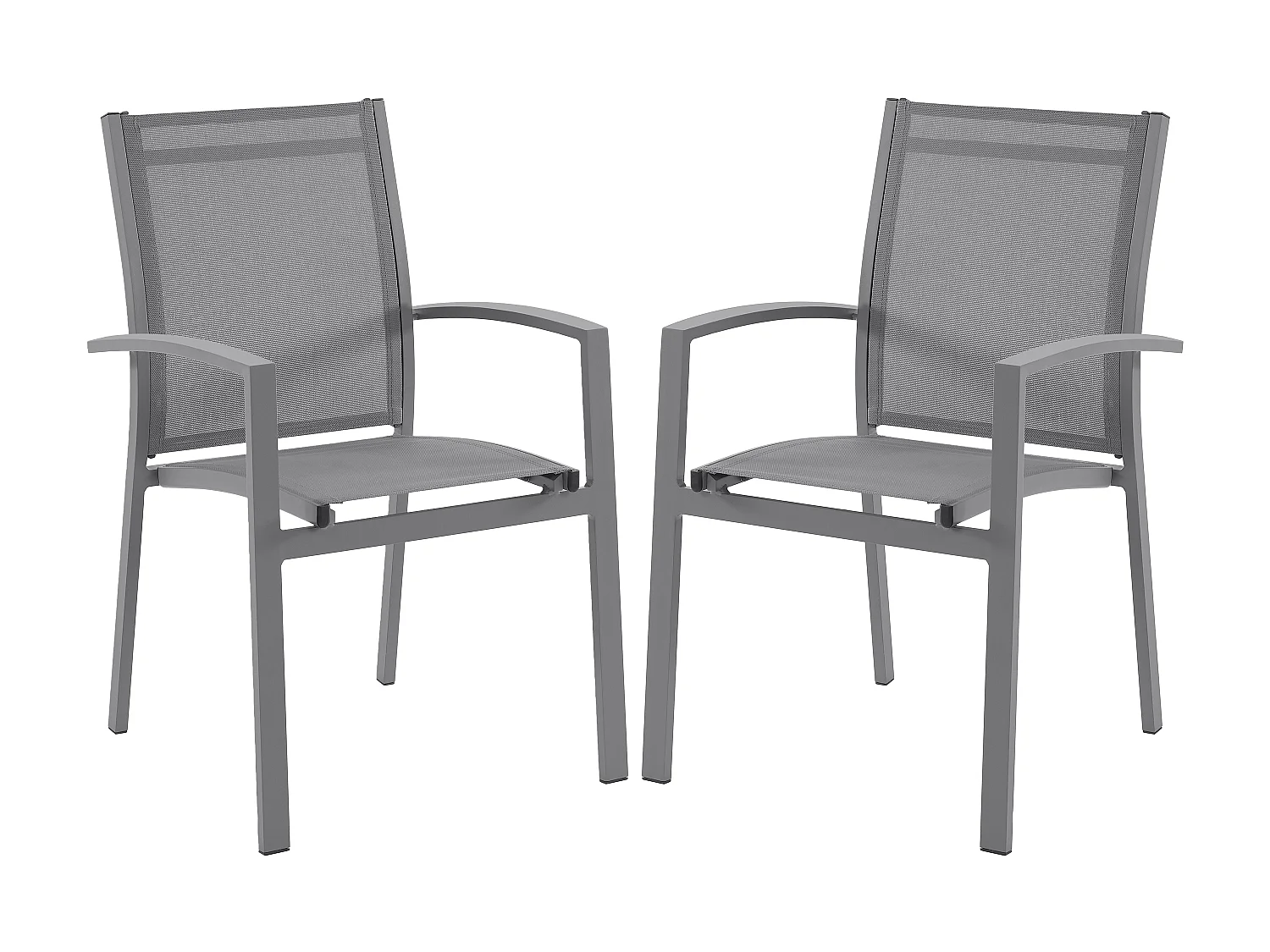 Lot de 2 fauteuils de jardin empilables en aluminium et textilène - Gris anthracite - TELTO de MYLIA