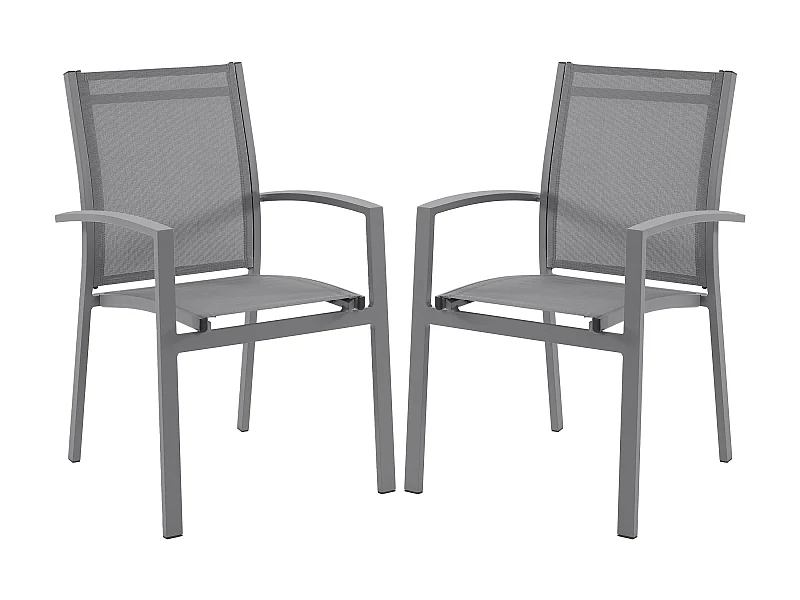 Lot de 2 fauteuils de jardin empilables en aluminium et textilène - Gris anthracite - TELTO de MYLIA