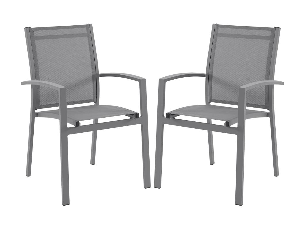 Set di 2 poltrone da giardino impilabili in alluminio e textilène - Grigio antracite - TELTO di MYLIA
