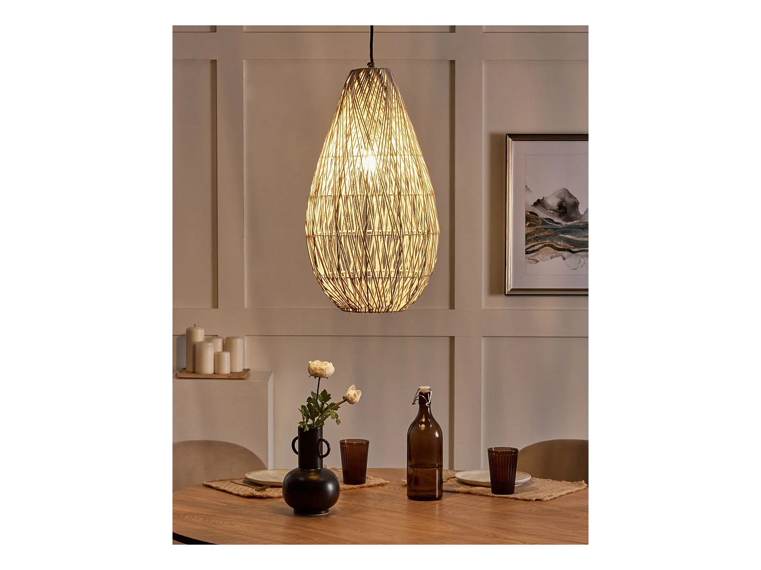 Lampe suspension ANNOTTO Coton Beige