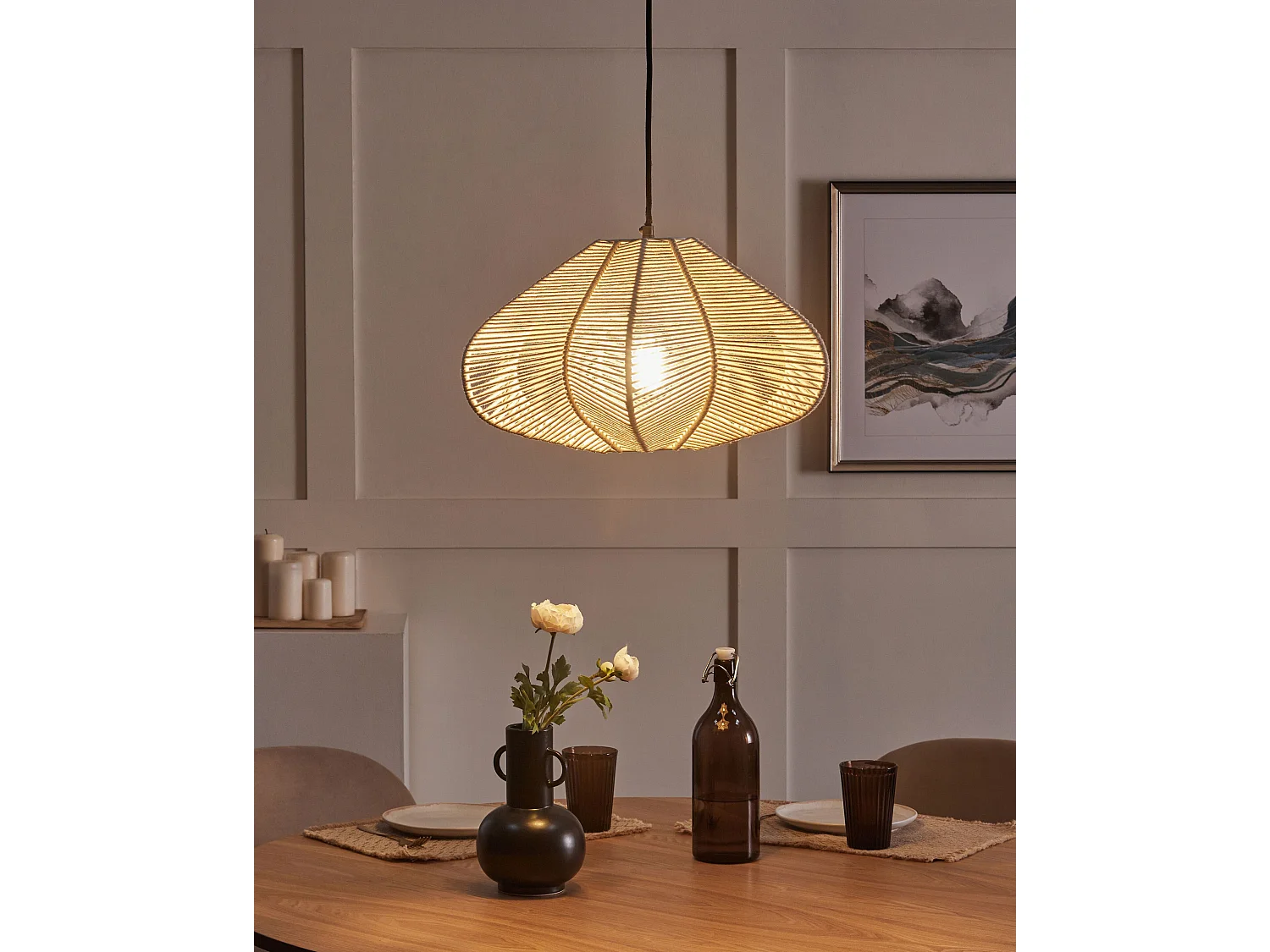 Candeeiro suspenso PULAI Algodão Creme