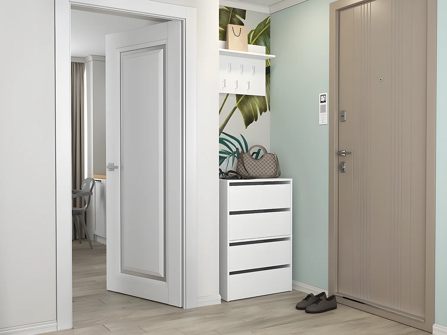 CDF Schuhschrank Modo X2 | Farbe: Weiß | Ideal für Vorzimmer, Flur, Büro | Schuhaufbewahrung | Schuhregale | modern | offene Einlegenböden