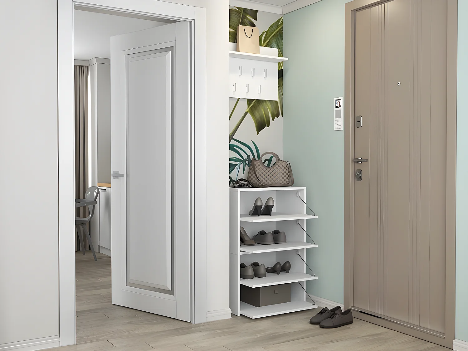 MONZ - Scarpiera componibile - Dimensioni 60x36x88cm - 4 ante a soffietto