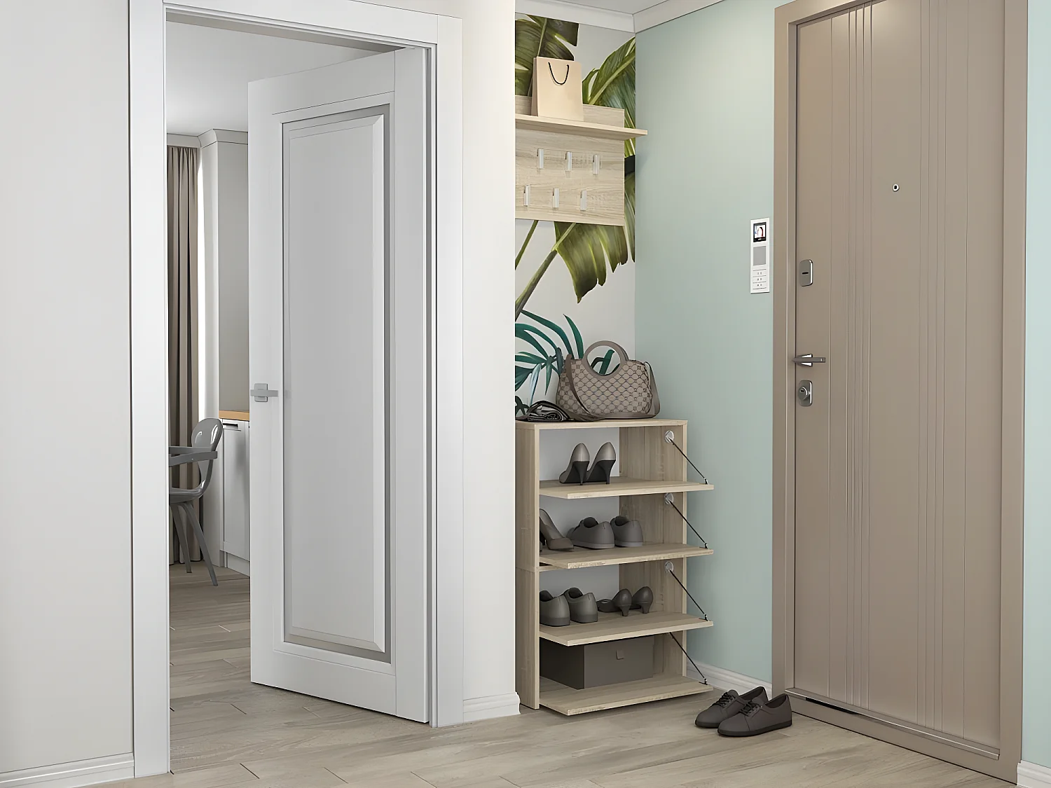 MONZ - Scarpiera componibile - Dimensioni 60x36x88cm - 4 ante a soffietto