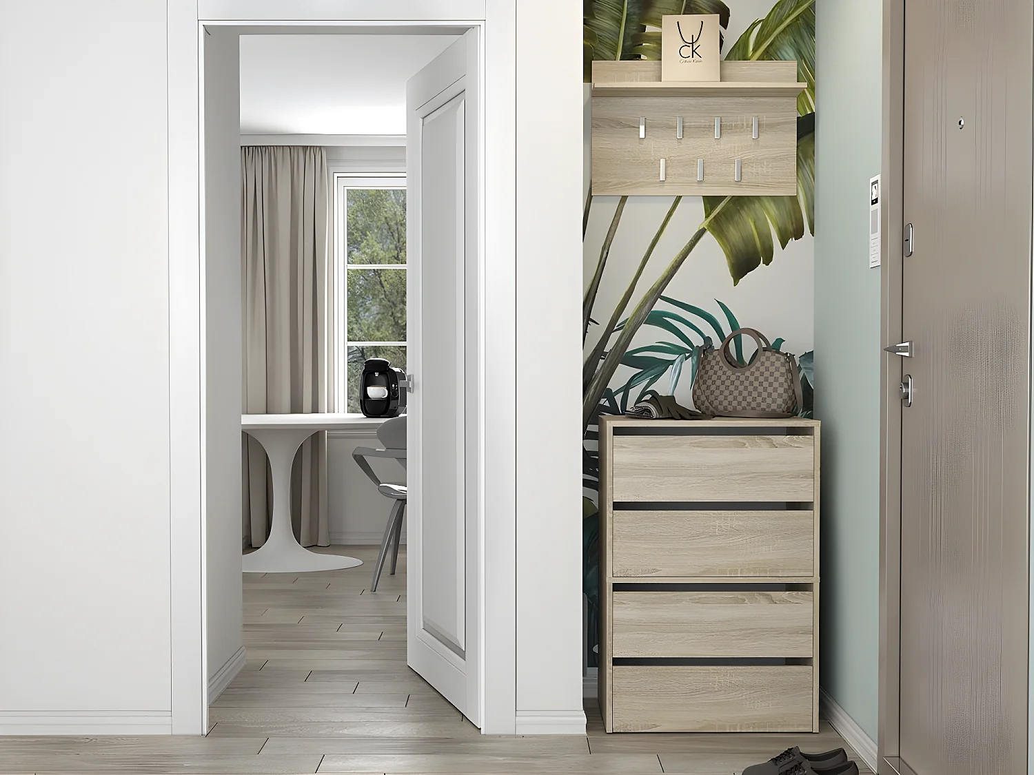 MONZ - Scarpiera componibile - Dimensioni 60x36x88cm - 4 ante a soffietto