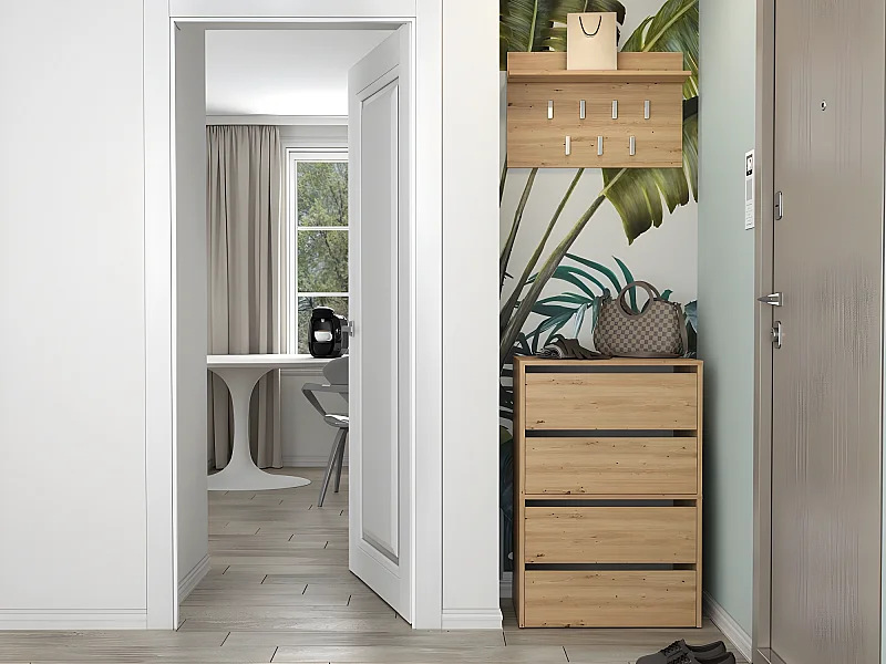 CDF Schuhschrank Modo X2 | Farbe: Eiche Artisan | Ideal für Vorzimmer, Flur, Büro | Schuhaufbewahrung | Schuhregale | modern | offene Einlegenböden