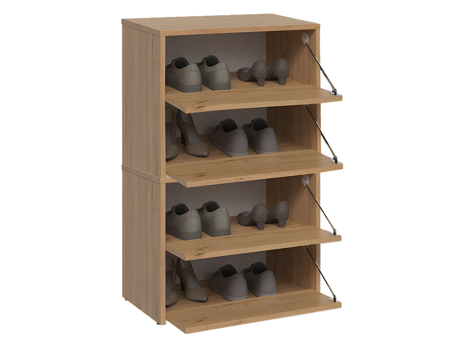 MONZ - Scarpiera componibile - Dimensioni 60x36x88cm - 4 ante a soffietto