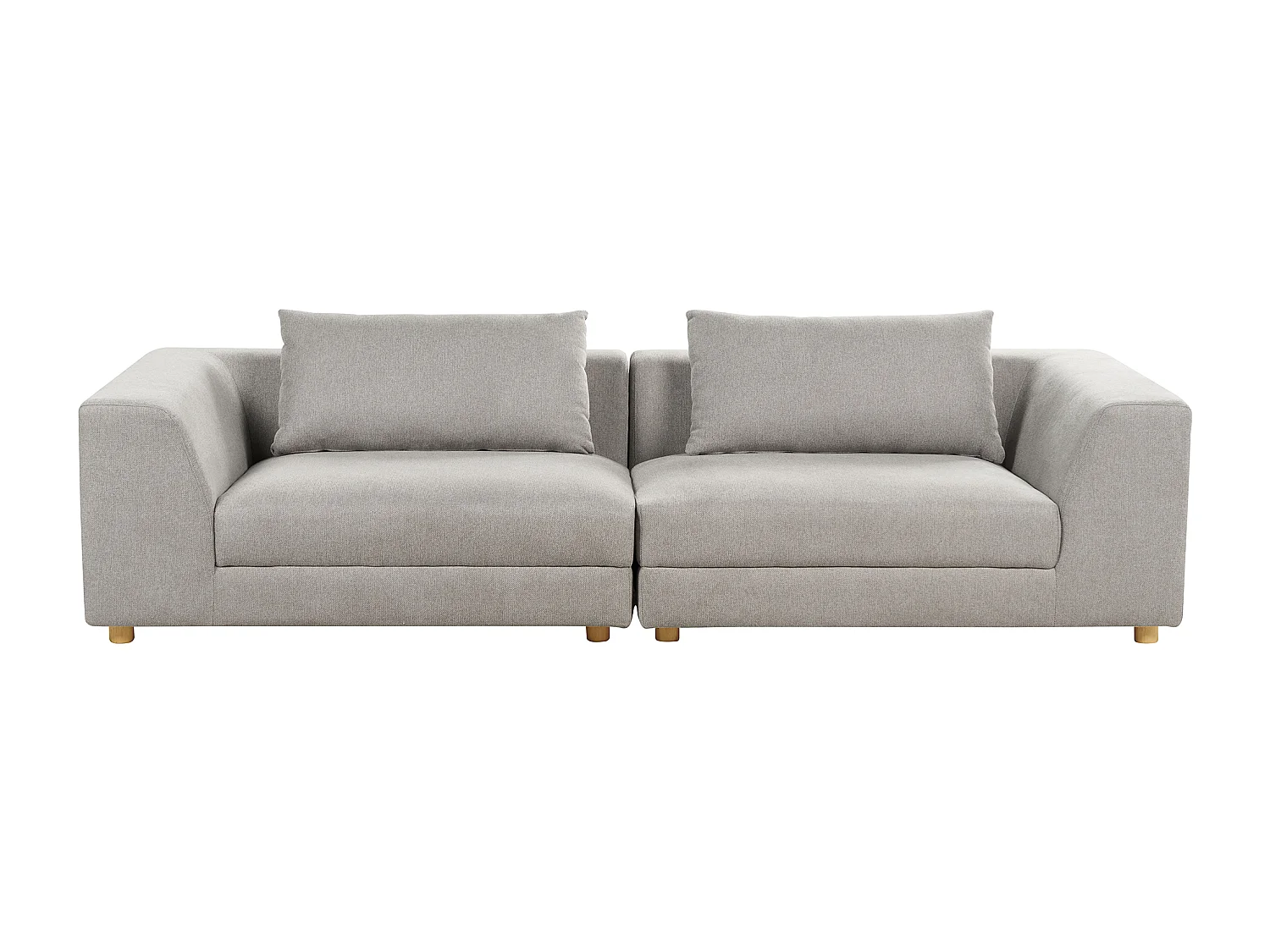 3-Sitzer Sofa Stoffbezug grau mit breiten Armlehnen Dekokisssen modern Lermon