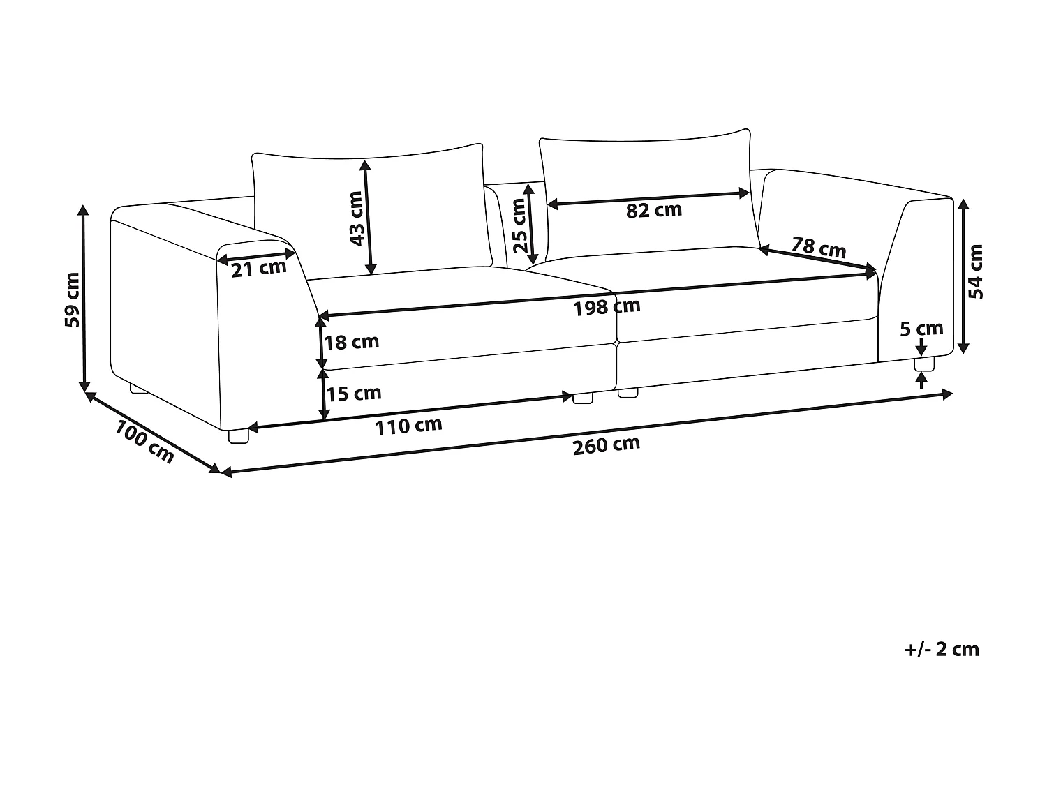 3-Sitzer Sofa Stoffbezug grau mit breiten Armlehnen Dekokisssen modern Lermon