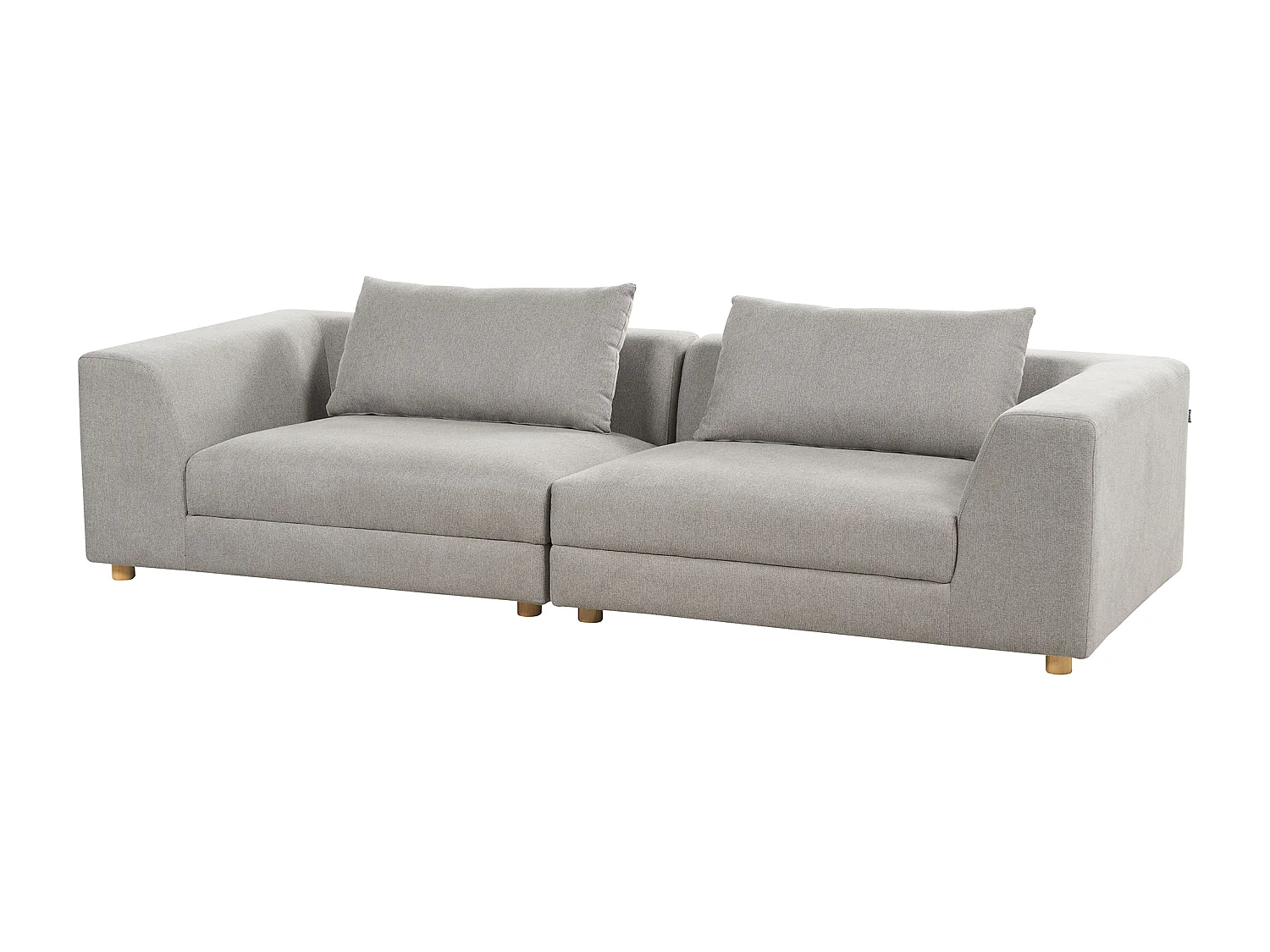 3-Sitzer Sofa Stoffbezug grau mit breiten Armlehnen Dekokisssen modern Lermon