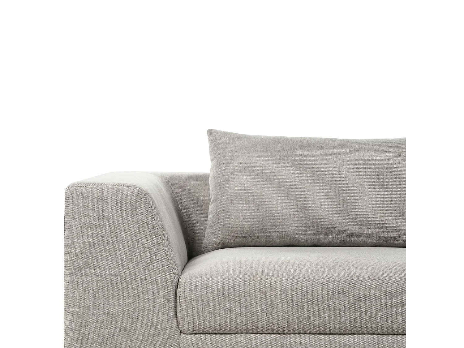 3-Sitzer Sofa Stoffbezug grau mit breiten Armlehnen Dekokisssen modern Lermon