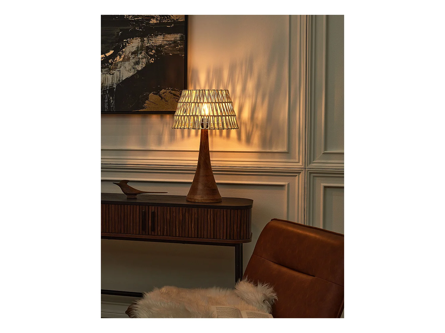 Lampe à poser PELLEJAS Bois de manguier Marron