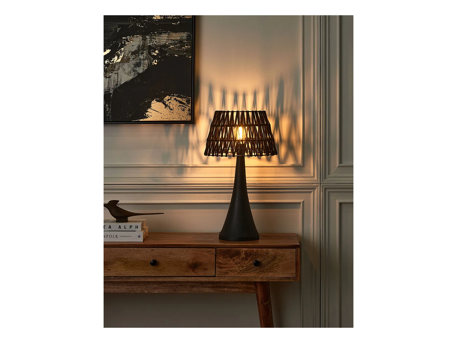 Lampe à poser PELLEJAS Bois de manguier Noir