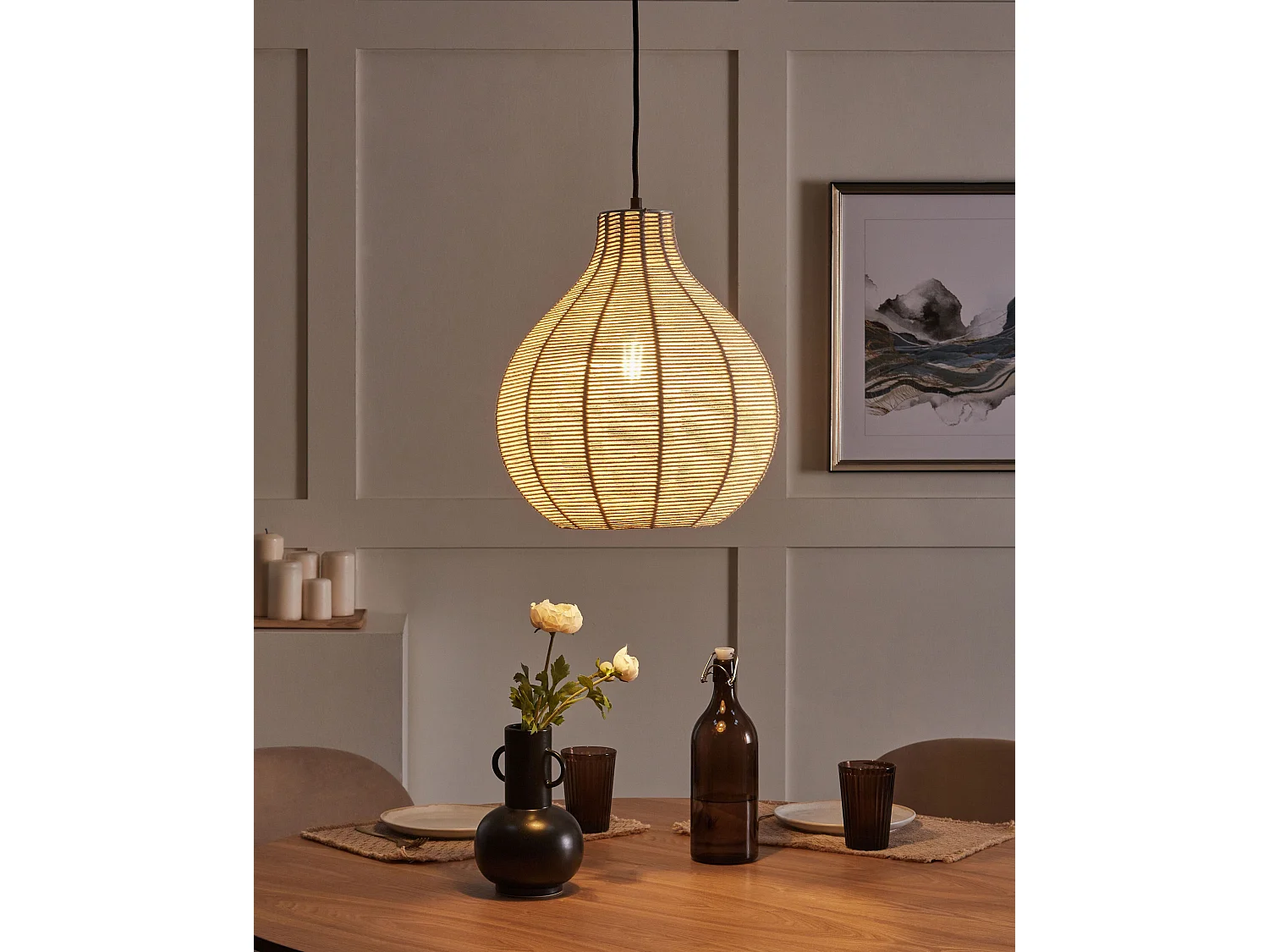 Lampe suspension GUAVA Coton Beige