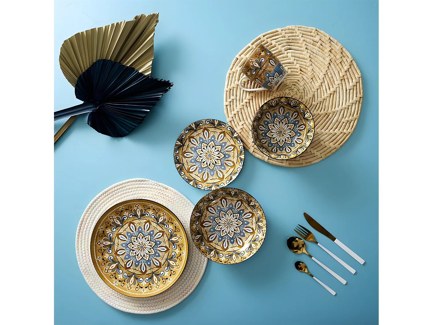 Set de Table Rond Tressé "Léo" 34cm Naturel