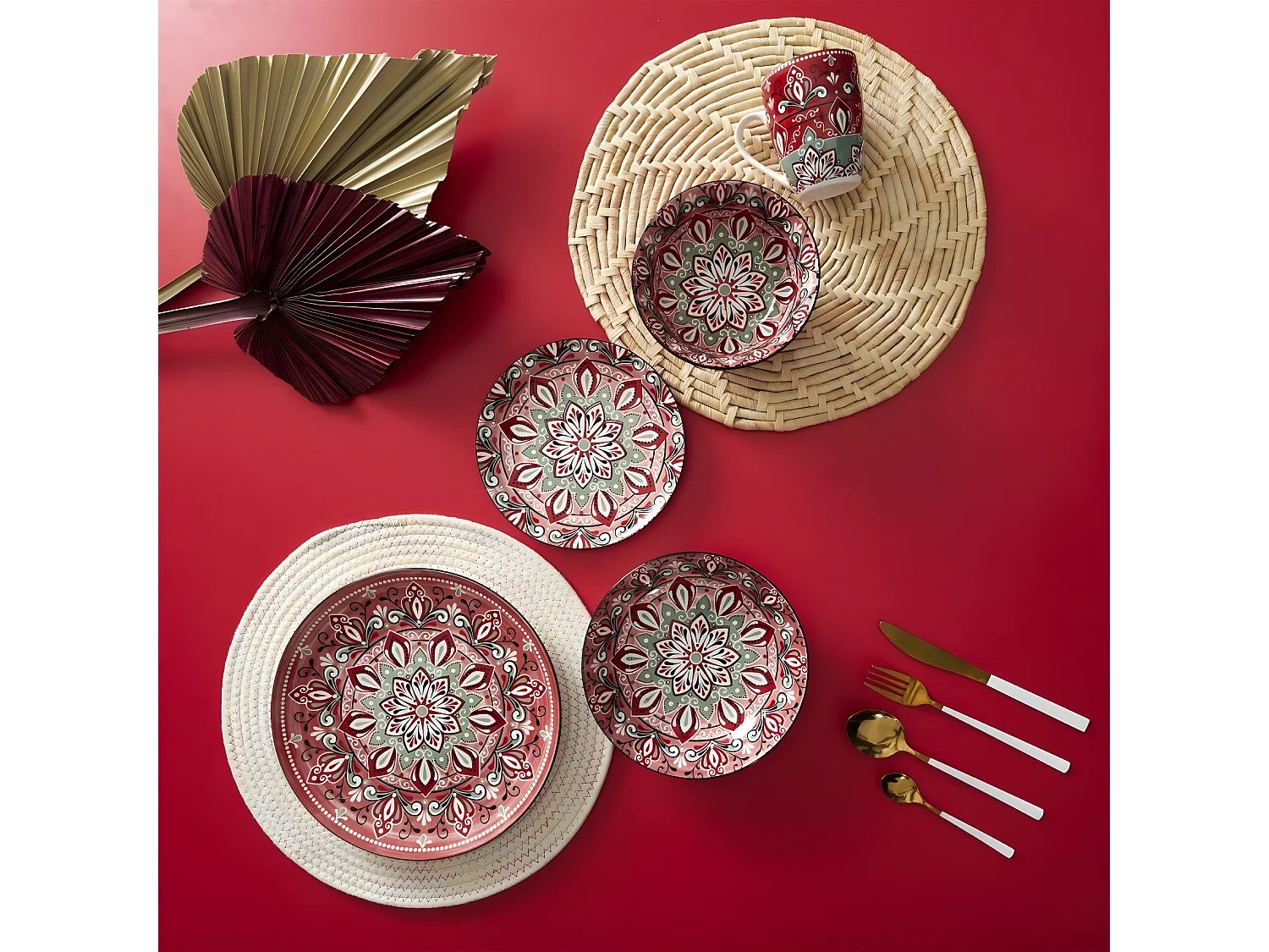 Set de Table Rond Tressé "Léo" 34cm Naturel