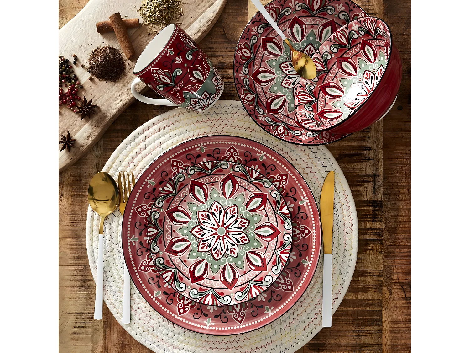 Set de Table Rond Tressé "Léo" 34cm Naturel