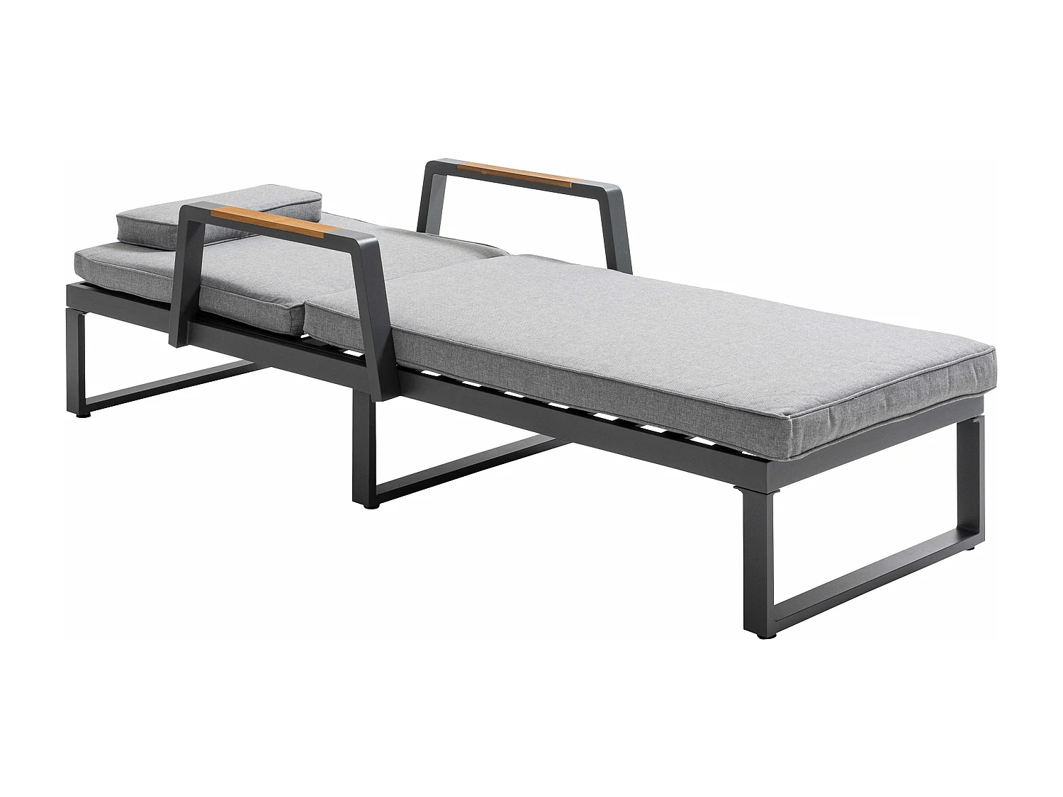 Bain de soleil en aluminium et teck noir et gris - Lagoa