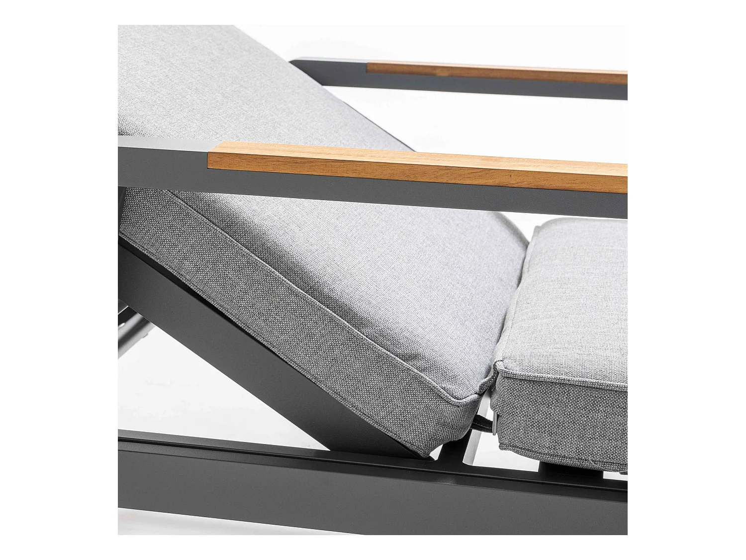 Bain de soleil en aluminium et teck noir et gris - Lagoa