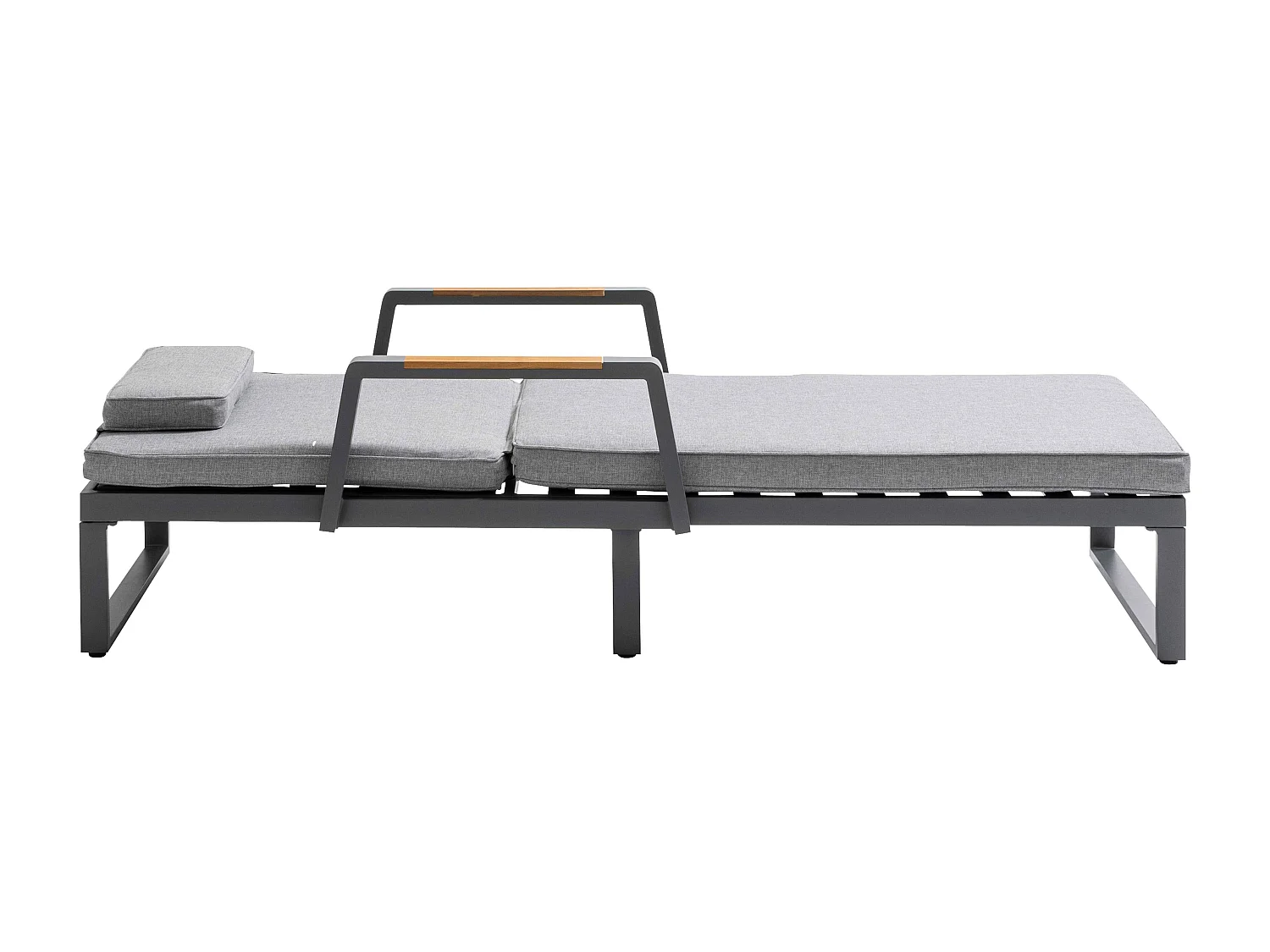 Bain de soleil en aluminium et teck noir et gris - Lagoa