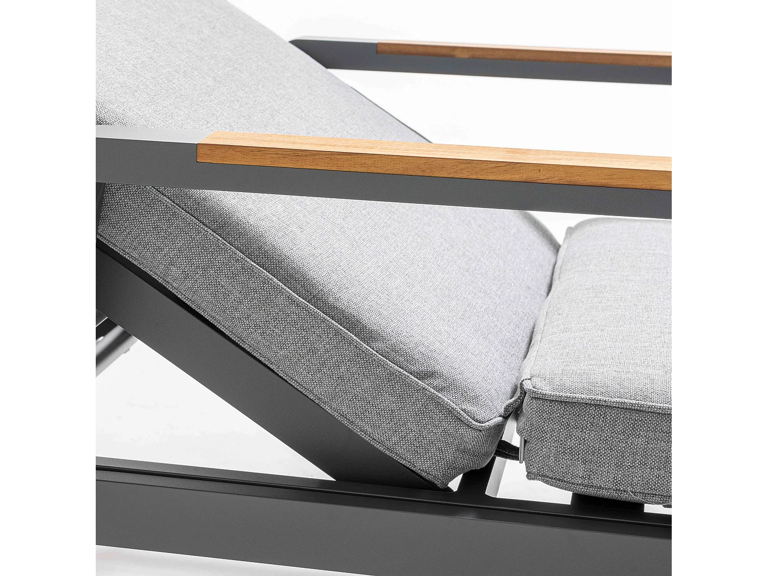 Bain de soleil en aluminium et teck noir et gris - Lagoa