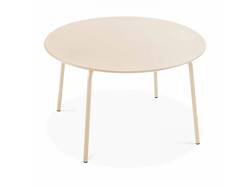 Table de jardin ronde en acier ivoire 120 cm - Palavas