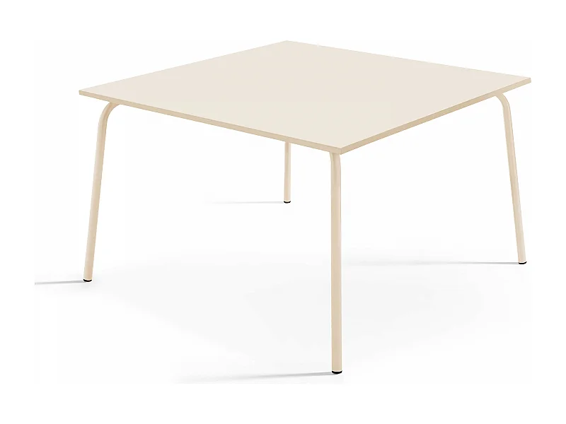 Vierkante eettafel van ivoorkleurig staal, 120 cm