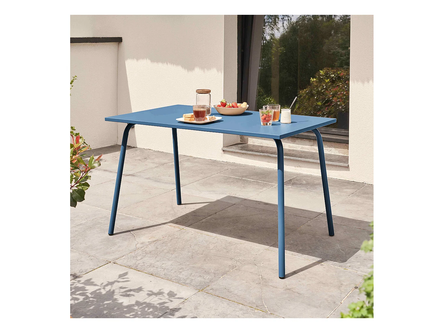 Table de jardin en acier bleu pacific - Palavas