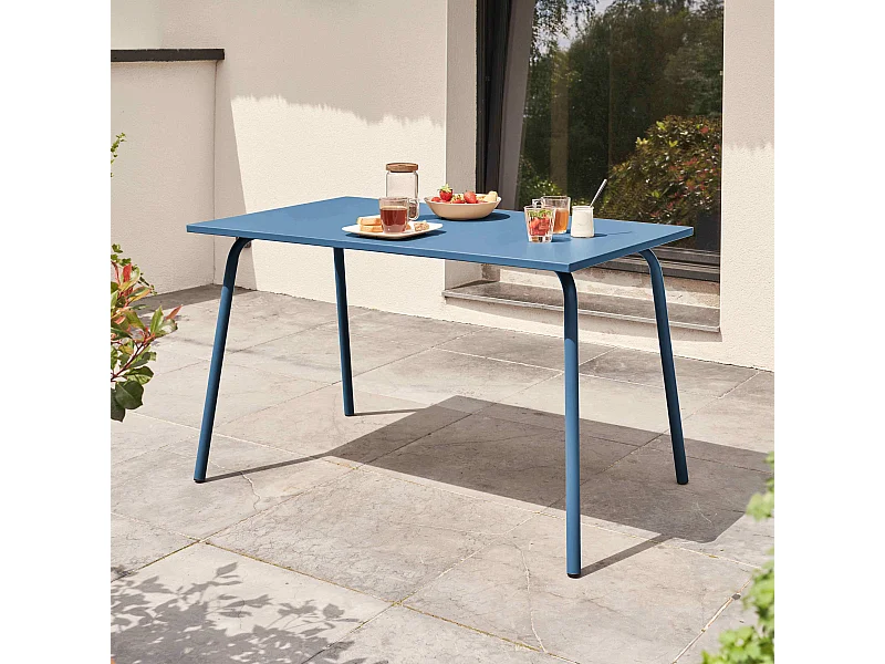 Table de jardin en acier bleu pacific - Palavas