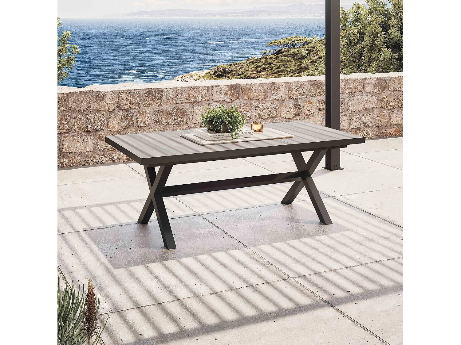 Table extensible 10 places en céramique et aluminium - Tivoli