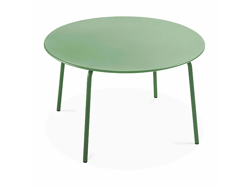 Table de jardin ronde en acier vert cactus - Palavas