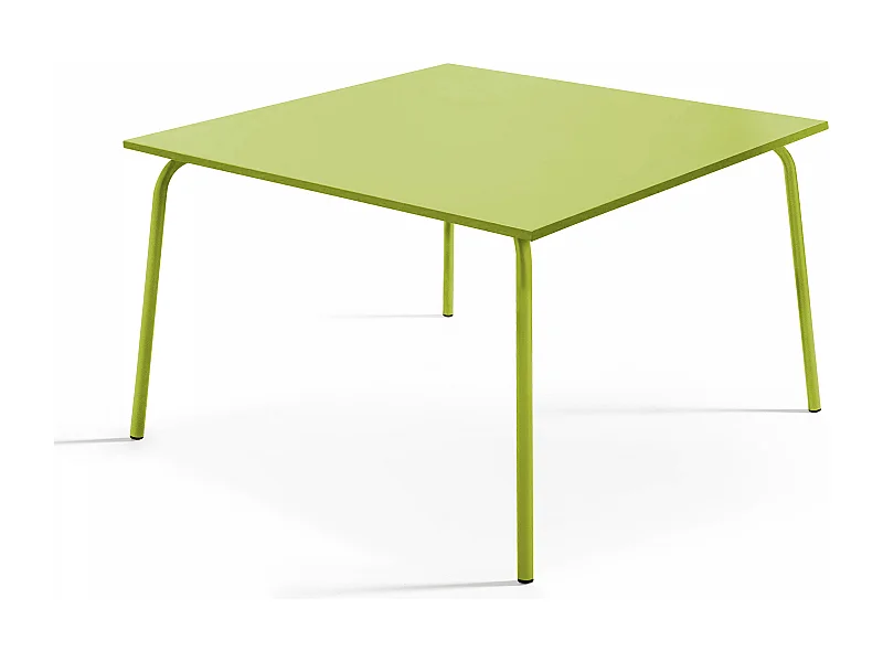 Table de jardin carrée en métal vert - Palavas