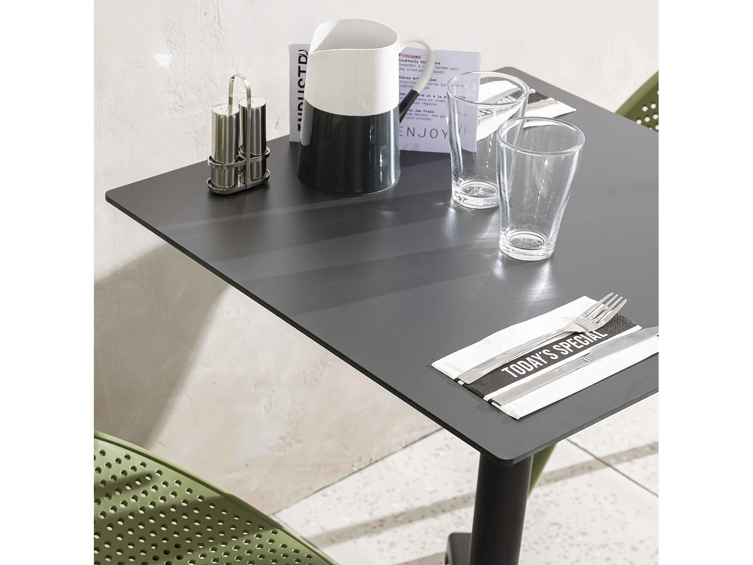 Vierkante tuin tafel (60x60 cm) kantelbaar zwart