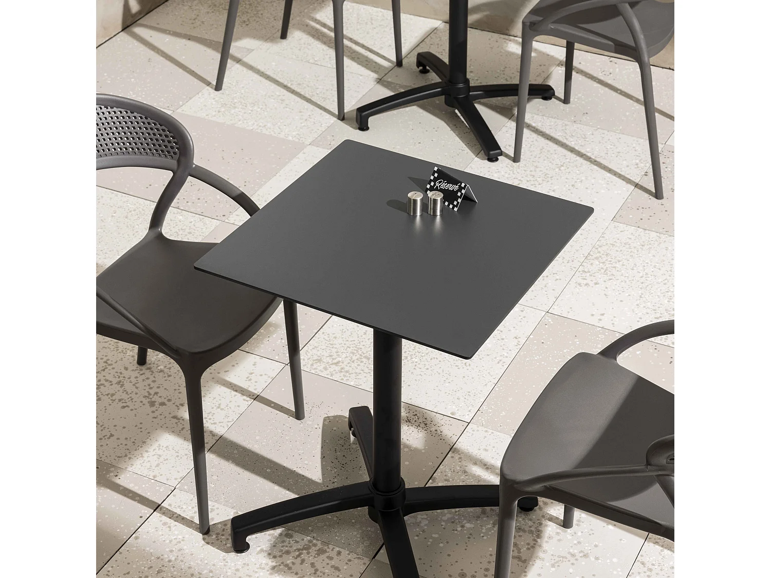 Vierkante tuin tafel (60x60 cm) kantelbaar zwart