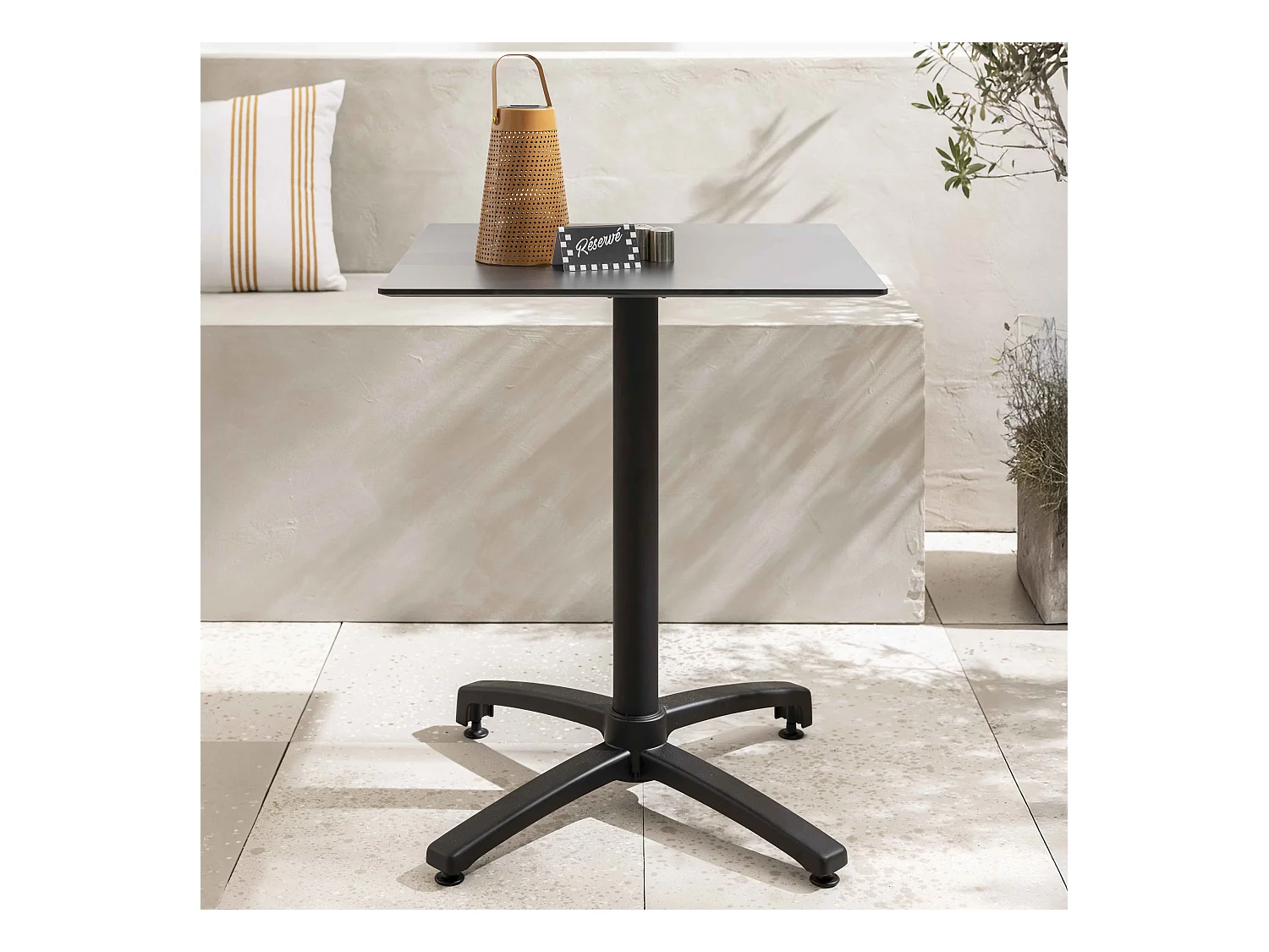 Table de jardin 60 cm inclinable noir