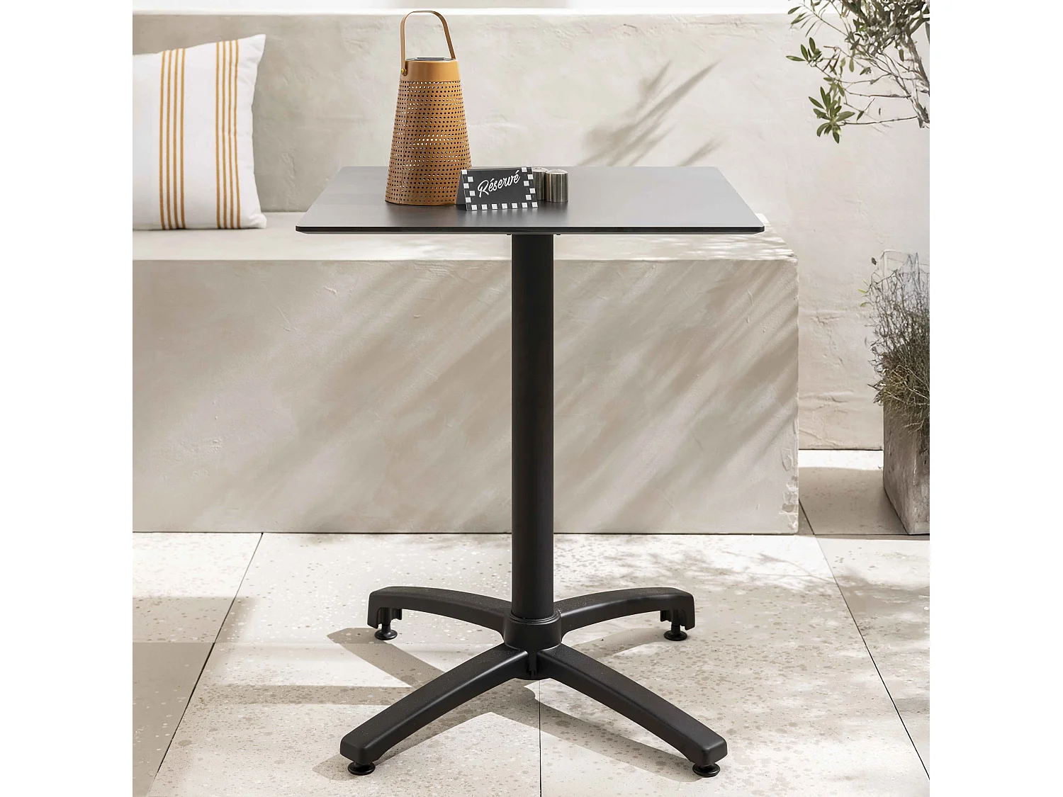 Table de terrasse 60 cm inclinable noir