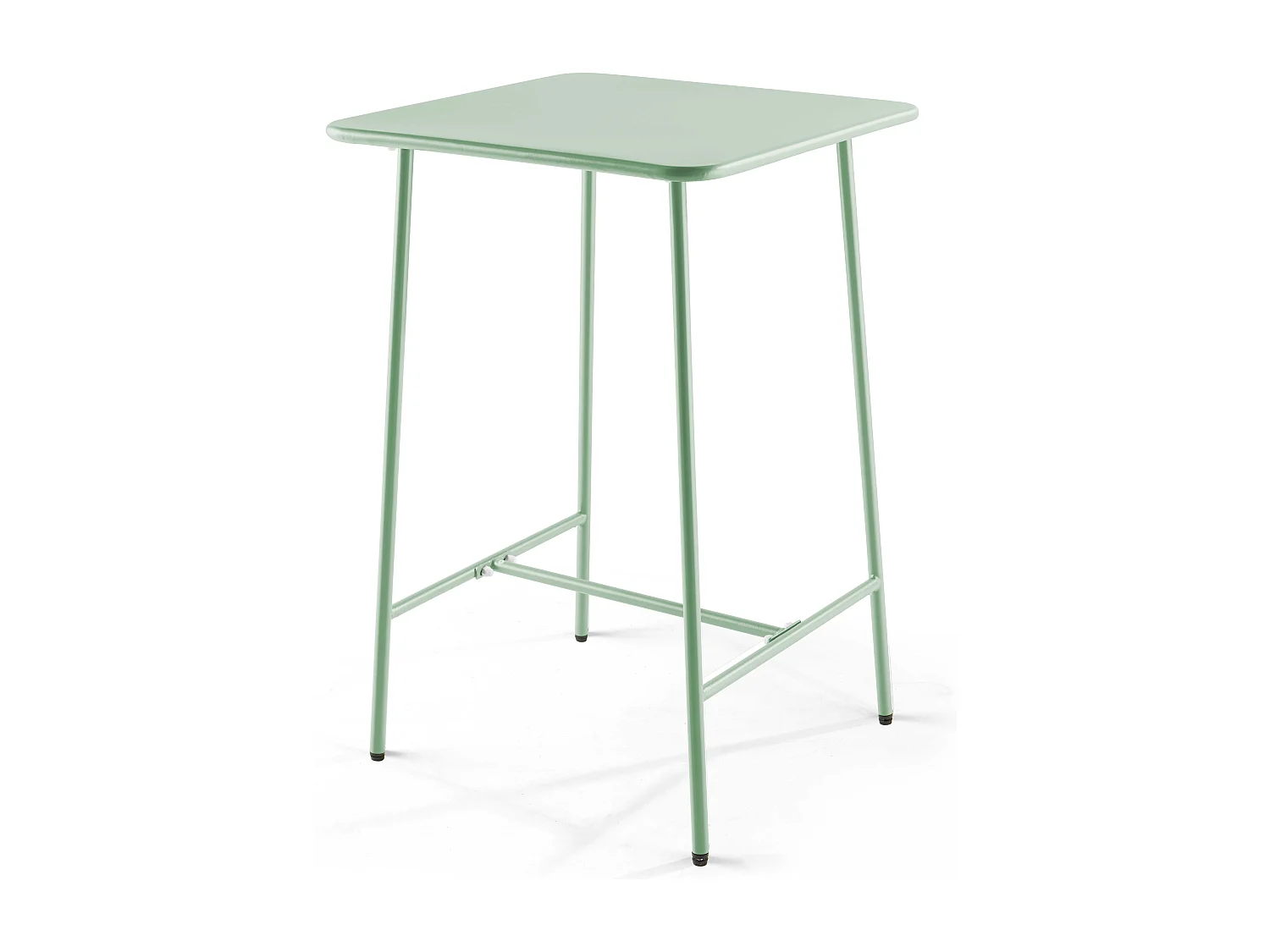 Hoge vierkante tuin tafel van groen salie staal, 70cm